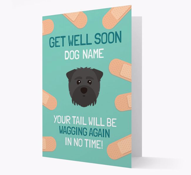 Personalized 'Get well soon {dogsName}' Card with {breedFullName} Icon